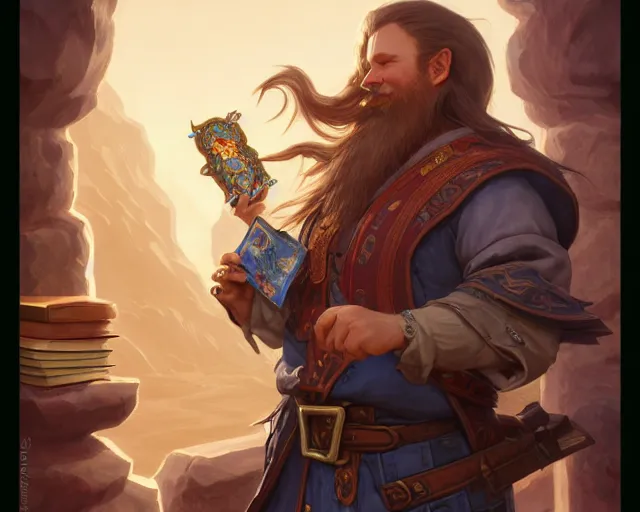 Prompt: smooth mcgroove in final fantasy, holding a stack of books, deep focus, d & d, fantasy, intricate, elegant, highly detailed, digital painting, artstation, concept art, matte, sharp focus, illustration, hearthstone, art by artgerm and greg rutkowski and alphonse mucha