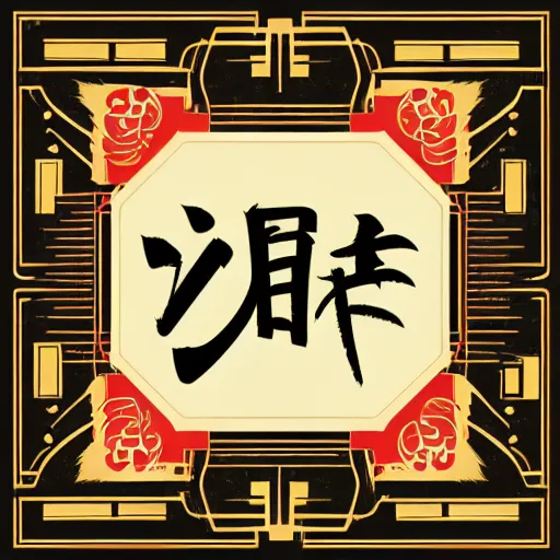 Image similar to square LP album cover design with bright and colourful vintage typographic Japanese kanji, layout design, illustrator vector graphics