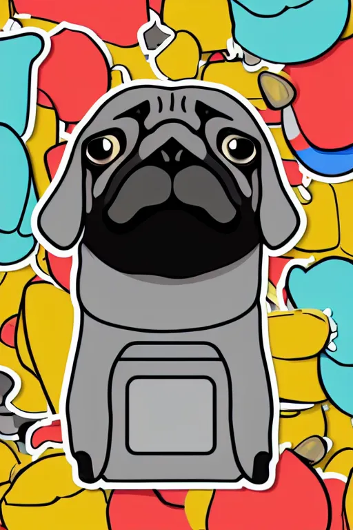 Image similar to Portrait of a drug dealer pug, sticker, andromorphic, colorful, illustration, highly detailed, simple, smooth and clean vector curves, no jagged lines, vector art, smooth