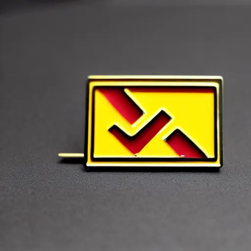 Prompt: a photo of a retro 8 0 s minimalistic clean fire warning enamel pin, studio lighting, behance