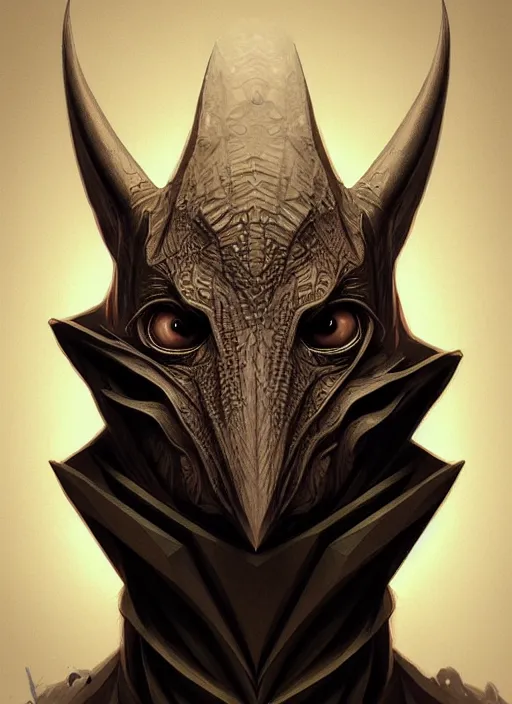 Prompt: anthropomorphic triangle head in edgy darkiron bat mr. bean, intricate, elegant, highly detailed animal monster, digital painting, artstation, concept art, smooth, sharp focus, illustration, art by artgerm, wayne barlowe, trending on artstation and greg rutkowski and alphonse mucha, 8 k