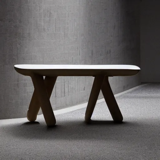 Prompt: the jurassic stool by tadao ando