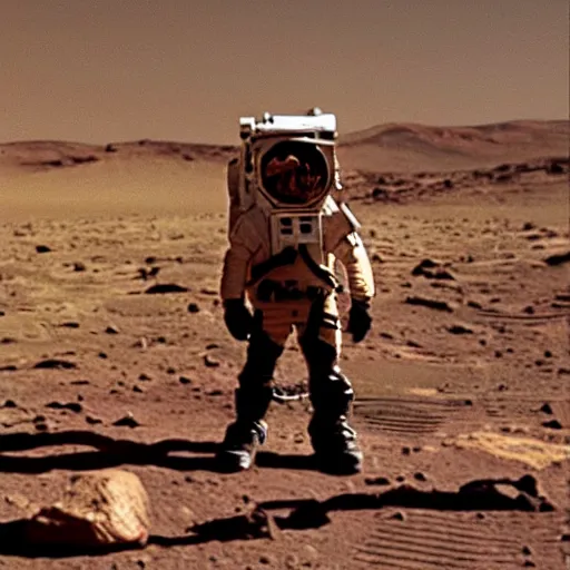 Image similar to extremely detailed photo of carl sagan on mars, detailed face