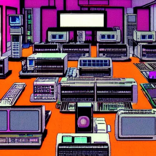 Image similar to a room full of computer screens and wires, serial experiments lain, sprite, vaporwave nostalgia, directed by beat takeshi, visual novel cg, 8 0 s anime vibe, kimagure orange road, maison ikkoku, sketch by akira toriyama