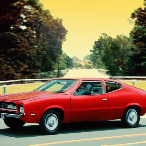 Prompt: a photograph of Joe Biden off in the distance driving in a Ford Pinto! 8k, high definition, highly detailed, photo realistic