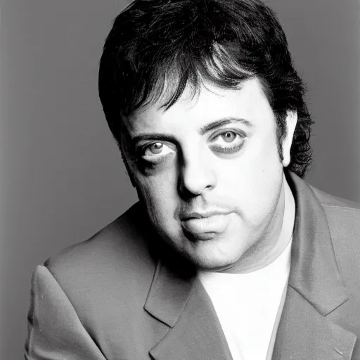 Image similar to billy joel portrait from the 7 0's, black and white