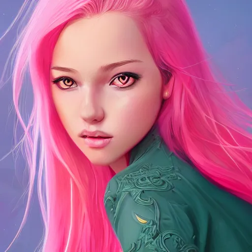 Image similar to teen girl, pink hair, gorgeous, amazing, elegant, intricate, highly detailed, beach setting, digital painting, artstation, concept art, sharp focus, illustration, art by Ross tran