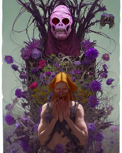 Prompt: the platonic ideal of flowers, rotting, insects and praying of cletus kasady carnage thanos davinci dementor wild hunt chtulu mandala ponyo heavy rain the witcher, d & d, fantasy, ego death, decay, dmt, psilocybin, concept art by randy vargas and greg rutkowski and ruan jia and alphonse mucha