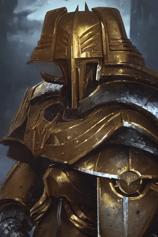 Image similar to armor portrait heros warhammer 4 0 k horus heresy fanart - the primarchs emperor by johannes helgeson animated with vfx concept artist & illustrator global illumination ray tracing hdr fanart arstation zbrush central hardmesh 8 k octane renderer