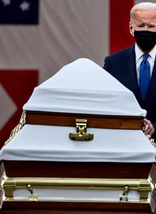 Image similar to joe biden died and his coffin was used as a nuclear bomb against china