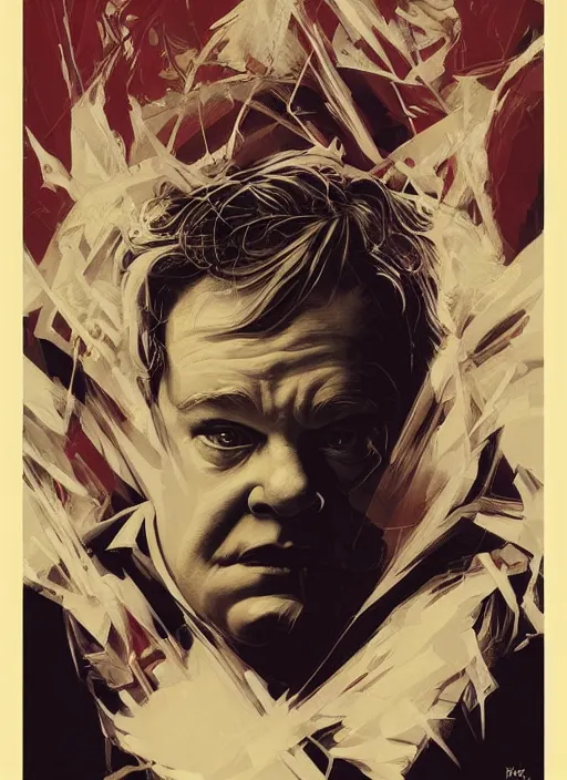 Prompt: poster artwork by Michael Whelan and Tomer Hanuka, Karol Bak of Philip Seymour Hoffman, from scene from Twin Peaks, clean