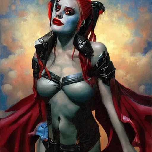 Prompt: an amazing masterpiece of art by gerald brom 🐐 🔥 harley quinn