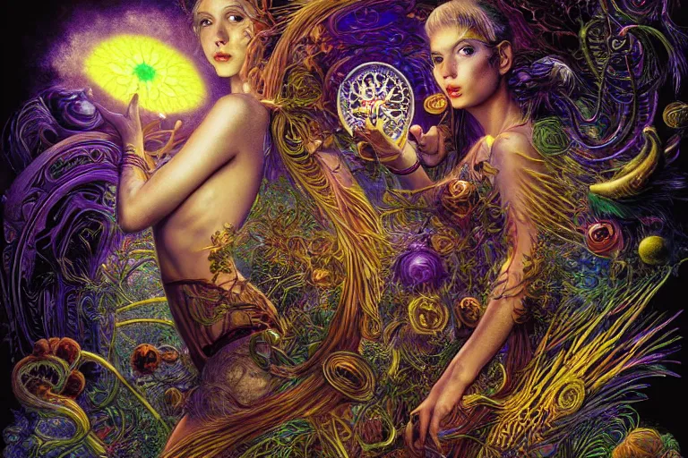 Image similar to raver by artgerm, steve argyle, ernst haeckel, david a. hardy, oyama kojima, phil koch, annie leibovitz, benoit mandelbrot, dan mumford, bruce pennington, mimmo rotella