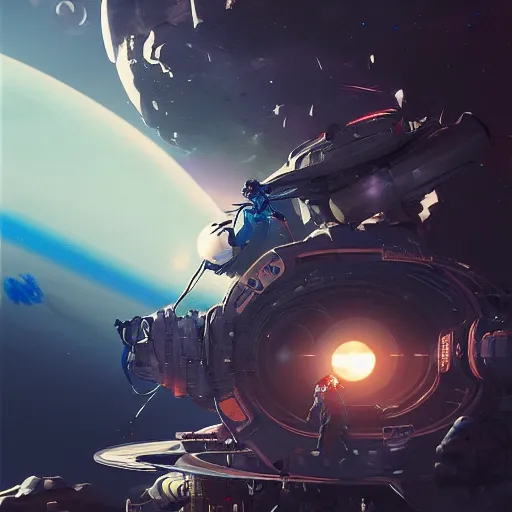 Image similar to cyberpunk astronaut falling through the majestic clouds of jupiter, by cedric peyravernay and feng zhu, highly detailed, excellent composition, cinematic concept art, dramatic lighting, trending on artstation