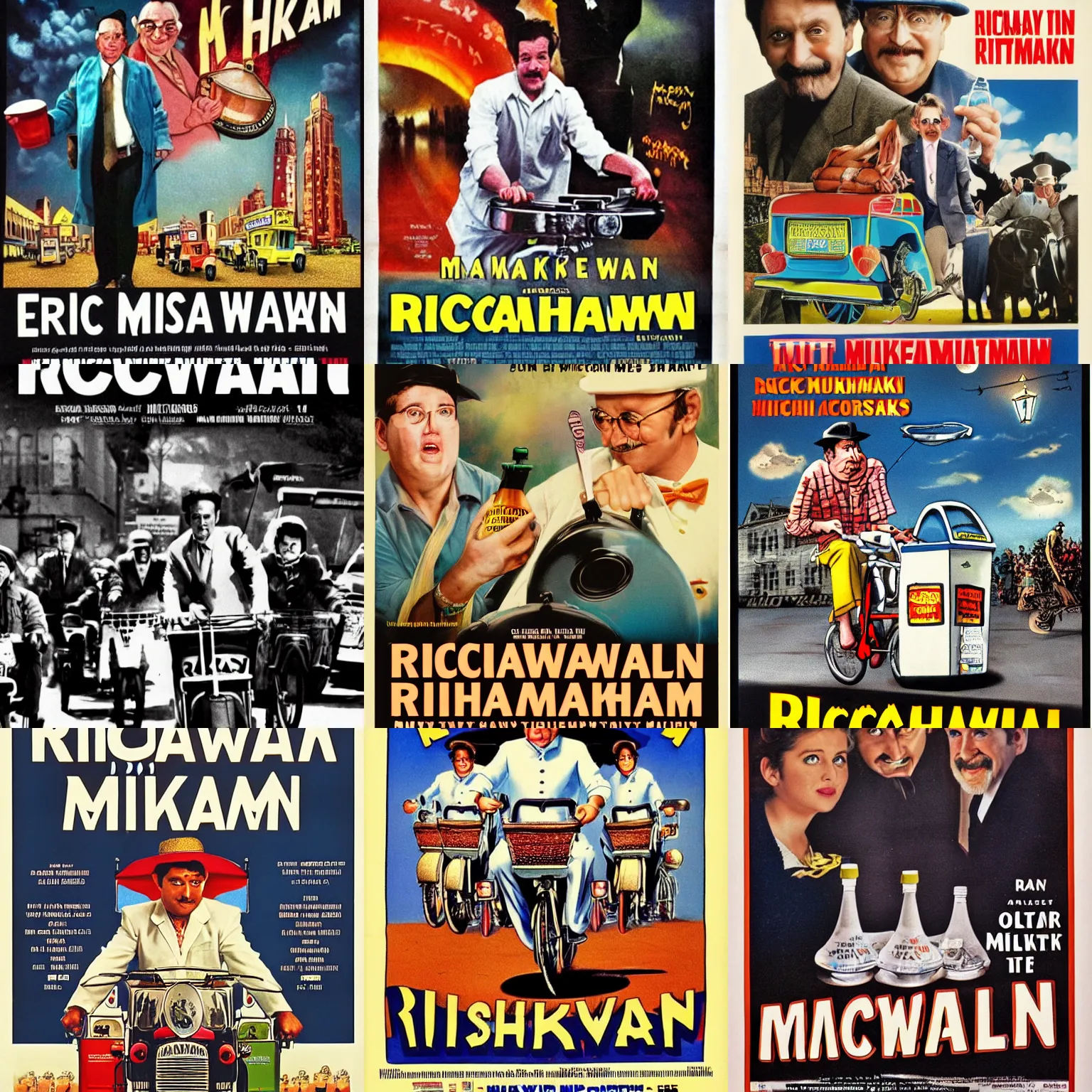 Prompt: Movie Poster for The Rickshaw Milkman Returns (1990)