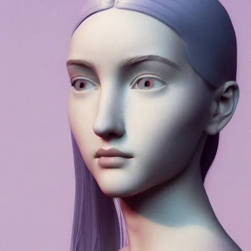 Prompt: a 3 d render of a young woman made from marble in the style of constantin brancusi, wes anderson, portrait, kawaii hair style, pastel colors, colorful, octane render, digital painting, details, unreal engine, museum piece, long hair, dynamic light, beautiful