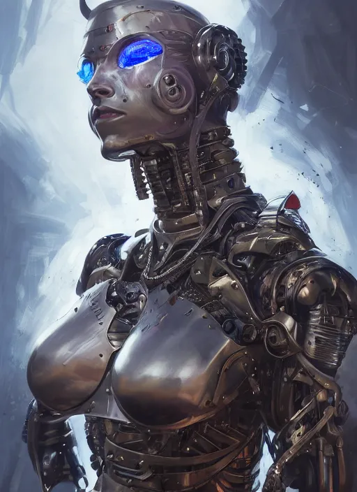 Image similar to A portrait of a female cyborg in armour heellraiser by sorayama by Greg Rutkowski, Sung Choi, Mitchell Mohrhauser, Maciej Kuciara, Johnson Ting, Maxim Verehin, Peter Konig, final fantasy, 8k photorealistic, cinematic lighting, HD, high details, dramatic, atmospheric , trending on artstation