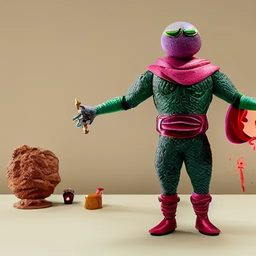 Image similar to mysterio, claymation, 8 k,