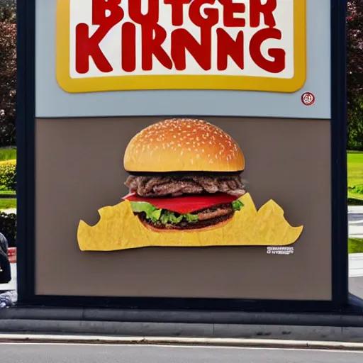 Prompt: a photo of a burger king sign from far away, digital photography