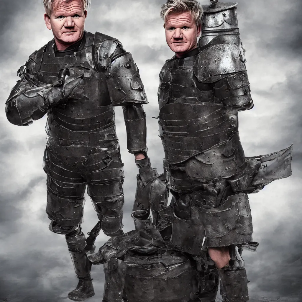 Prompt: gordon ramsay wearing combat armor, soviet russia, very detailed, realistic, 4 k