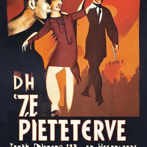 Image similar to poster for a detective movie released in 1 9 2 5, high detail,