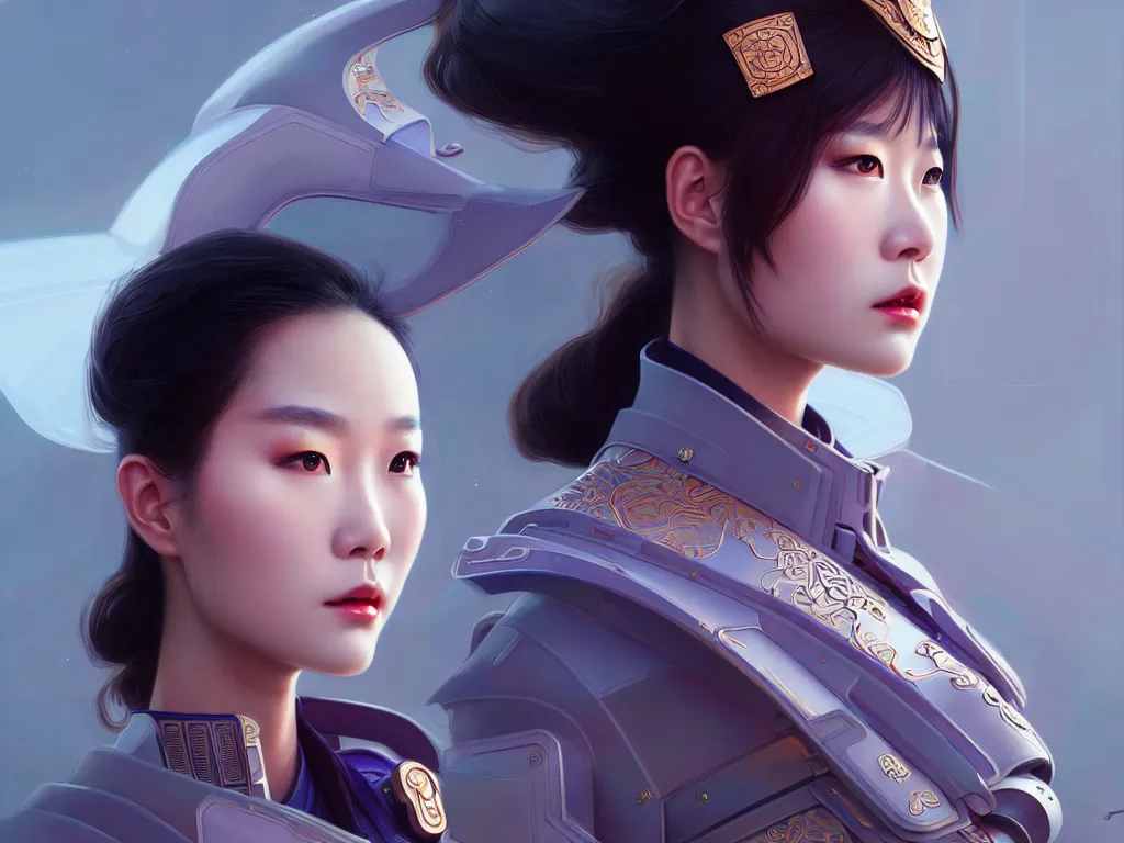 Image similar to portrait futuristic china police uniform female, at future neon light rooftop, ssci - fi and fantasy, intricate and very very beautiful and elegant, highly detailed, digital painting, artstation, concept art, smooth and sharp focus, illustration, art by tan zi and ayanamikodon and alphonse mucha and wlop