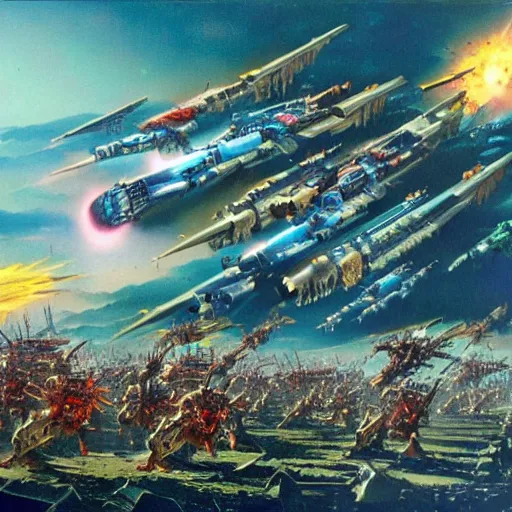 Image similar to warhammer 4 0 k battle by bruce pennington