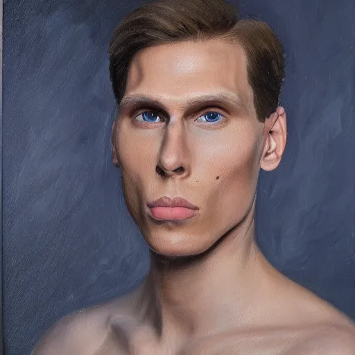 Prompt: gigachad Jerma985, highly detailed oil-painting
