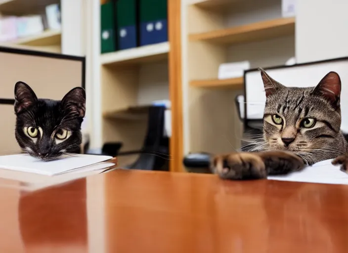 Image similar to a cat working as a receptionist in a solicitor's office
