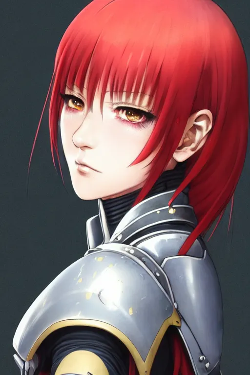 Image similar to portrait of Anime sister of battle, Warhammer 40000, cute-fine-face, red-short-hair pretty face, realistic shaded Perfect face, fine details. Anime. realistic shaded lighting by Ilya Kuvshinov katsuhiro otomo ghost-in-the-shell, magali villeneuve, artgerm, rutkowski, WLOP Jeremy Lipkin and Giuseppe Dangelico Pino and Michael Garmash and Rob Rey