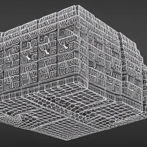 Image similar to realistic detailed image of the inside of a biomechanical valve body, endless 3 d labyrinth menger sponge, very intricate masterpiece