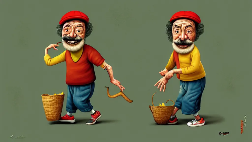 Prompt: illustration cartoon don ramon, seu madruga, el chavo del ocho, funny gediminas pranckevicius by roberto gomez bolanos