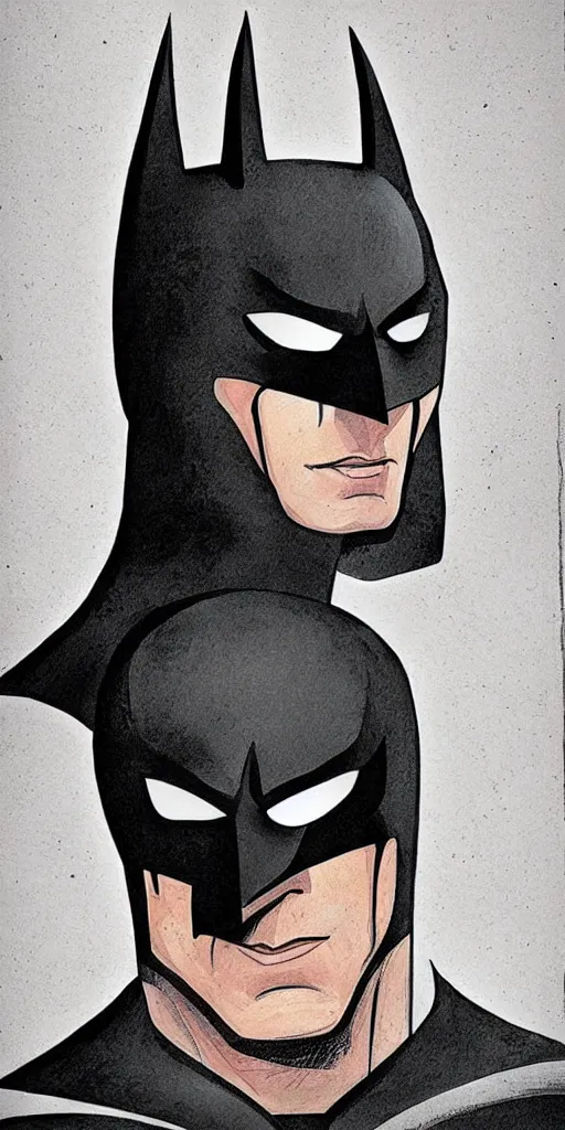 Image similar to portrait of batman, illustration, art by neil gaiman