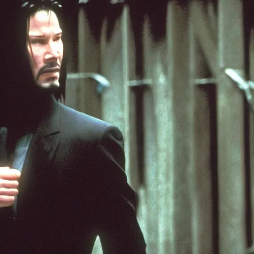 Prompt: movie still of keanu reeves as Neo in Matrix (1999)