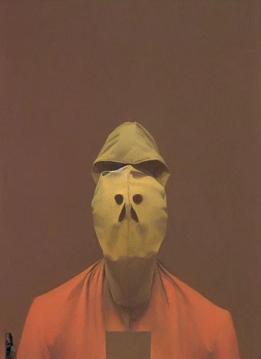 Image similar to woman with a paper bag over the head and a sward Edward Hopper and James Gilleard, Zdzislaw Beksinski, highly detailed