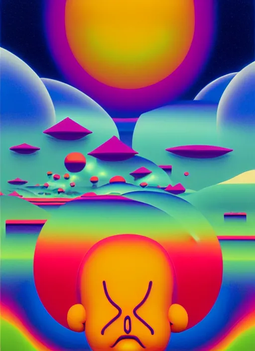 Prompt: beyond wolds by shusei nagaoka, kaws, david rudnick, airbrush on canvas, pastell colours, cell shaded, 8 k