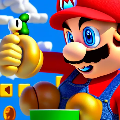 Image similar to biblically correct super mario, highly detailed, extremely high quality, hd, 4 k, 8 k, professional photographer, 4 0 mp, lifelike, top - rated, award winning, realistic, detailed lighting, detailed shadows, sharp, no blur, edited, corrected, trending