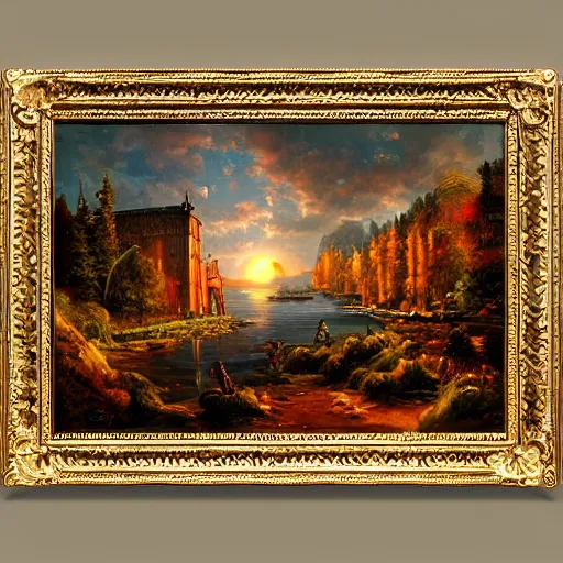 Image similar to the most beautiful place in the world, timeless masterpiece, award - winning painting, intricate oil details, spectacular quality, trending on artstation, golden ratio, 8 k