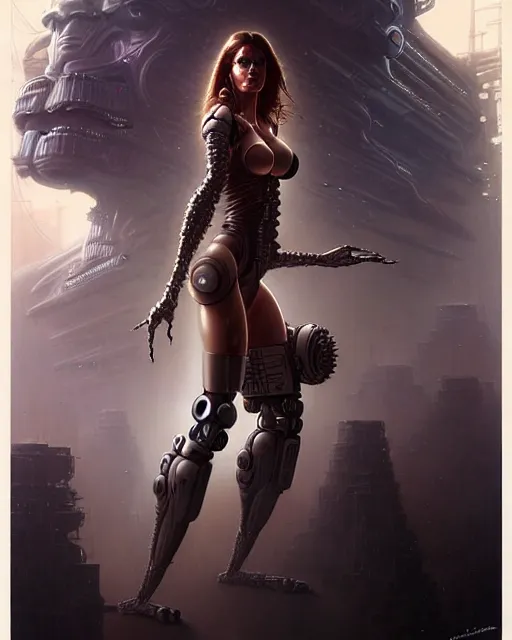 Image similar to kake beckinsale as a cyborg fantasy character portrait, ultra realistic, wide angle, intricate details, blade runner artifacts, highly detailed by peter mohrbacher, boris vallejo, hajime sorayama aaron horkey, gaston bussiere, craig mullins