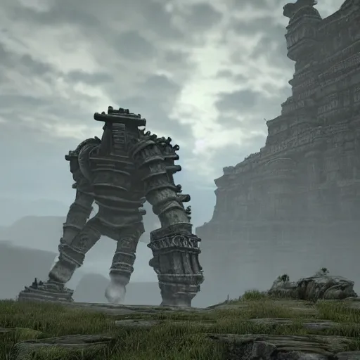 Image similar to Shadow of the Colossus Studio Ghbli style