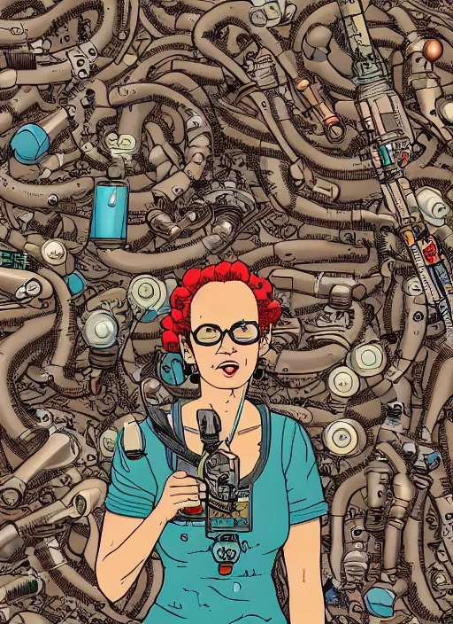 Image similar to portrait of a woman with biotech parts by Geof Darrow, 35mm focal length, hyper detailled, 4K
