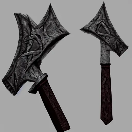 Prompt: gothic style hatchet axe, exquisite build, concept art, trending on artstation