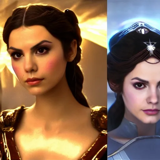 Image similar to victoria justice as princess padme in star wars episode 3, 8 k resolution, cinematic lighting, anatomically correct