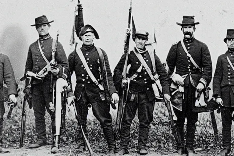 Prompt: a civil war era photo of soldiers with cthulhu