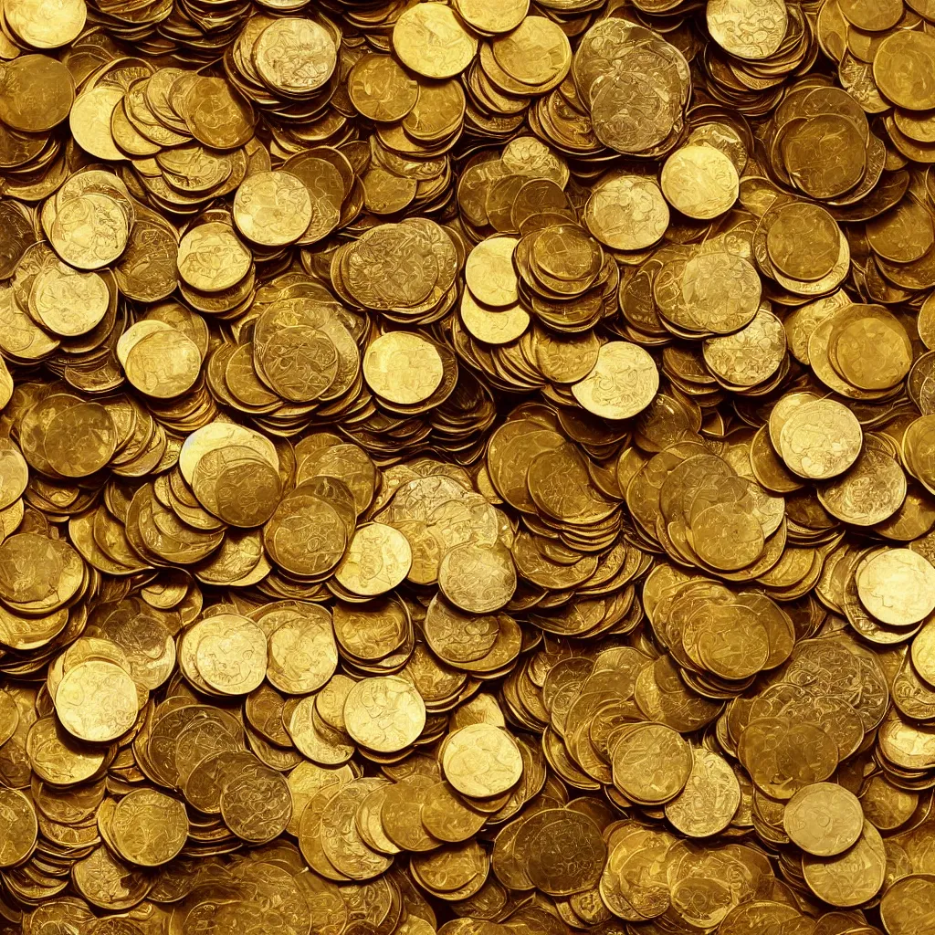 Image similar to a bathtub full of golden coins, full view, product photography