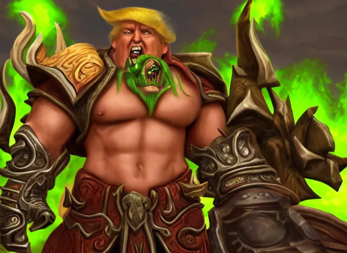 Image similar to donald trump as sargeras in world of warcraft