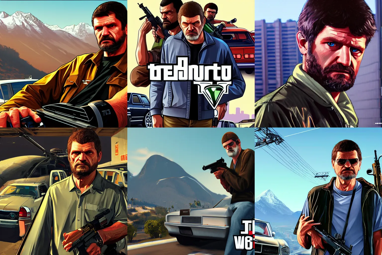 Prompt: Ted Kaczynski in Grand Theft Auto 5 cover art, epic, 4k resolution, extremely detailed, very sharp, artstation, digital art, vibrant,