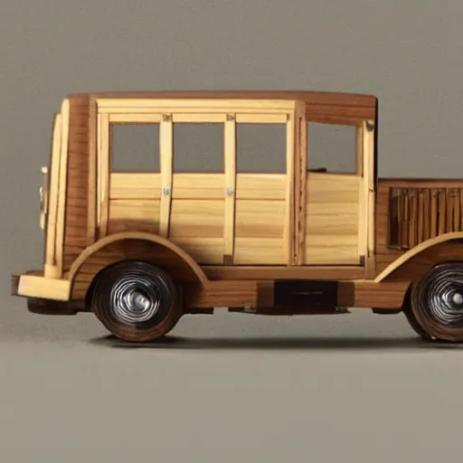 Prompt: a wooden mbw car, realistic