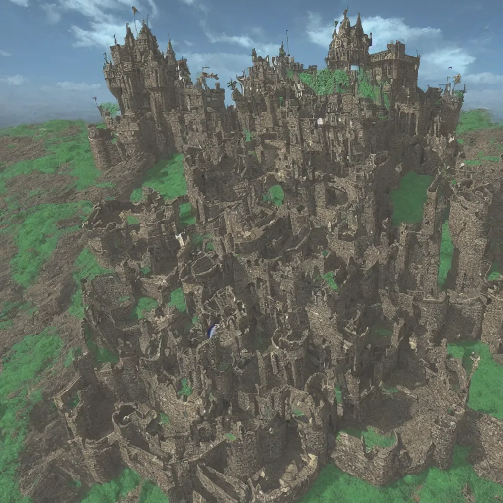 Image similar to A castle built on a strange, alien land where an ancient god of lovecratf sleep