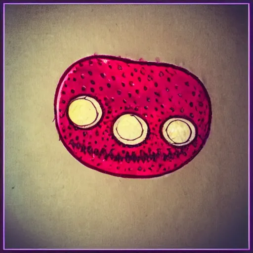 Image similar to strawberry creature with multiple eyes